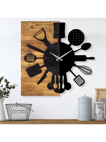ABERTO DESIGN Zegar ścienny "Clock - 32" w kolorze jasnobrązowo-czarnym - 60 x 58 cm