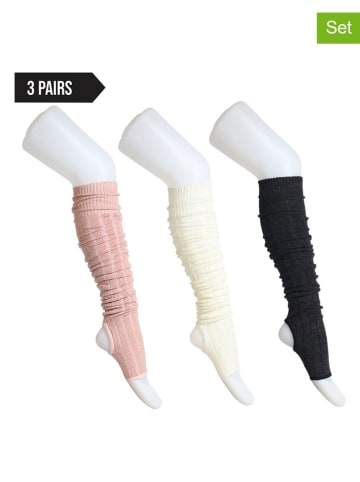 Norfolk 3-delige set: beenstulpen lichtroze/crème/zwart