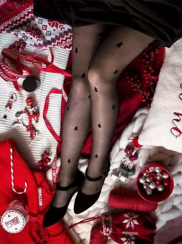 Gabriella Rajstopy "Christmas Trees" w kolorze czarnym - 20 DEN