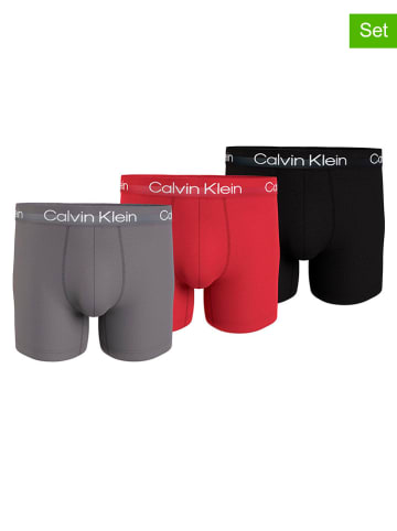 CALVIN KLEIN UNDERWEAR 3-delige set: boxershorts grijs/rood/zwart