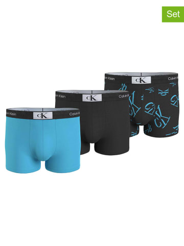 CALVIN KLEIN UNDERWEAR 3-delige set: boxershorts turquoise/zwart