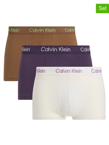 CALVIN KLEIN UNDERWEAR 3-delige set: boxershorts wit/pruimkleurig/camel