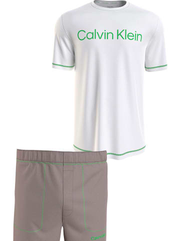 CALVIN KLEIN UNDERWEAR Pyjama in Weiß/ Grau