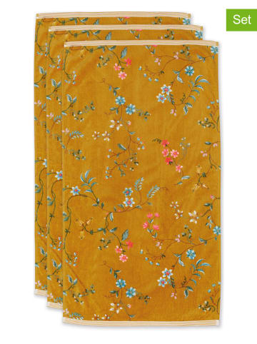 PiP Studio Ręczniki (3 szt.) "Les Fleurs" w kolorze żółtym do rąk