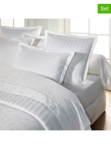 maison héritage PARIS 2er-Set: Satin-Kissenbezüge "Baroque" in Weiß