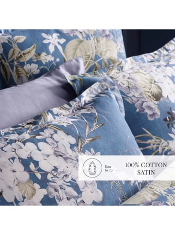 maison héritage PARIS 2-delige set: satijnen kussenslopen "Hortensia" blauw