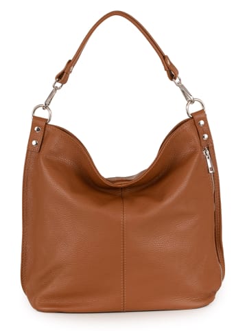 Anna Morellini Leder-Schultertasche "Bolzano" in Hellbraun - (B)40 x (H)45 x (T)15 cm