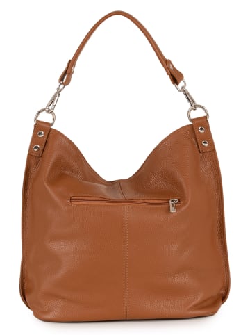 Anna Morellini Leder-Schultertasche "Bolzano" in Hellbraun - (B)40 x (H)45 x (T)15 cm
