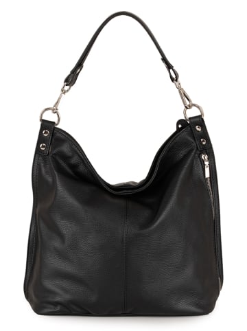 Anna Morellini Leder-Schultertasche "Bolzano" in Schwarz - (B)40 x (H)45 x (T)15 cm