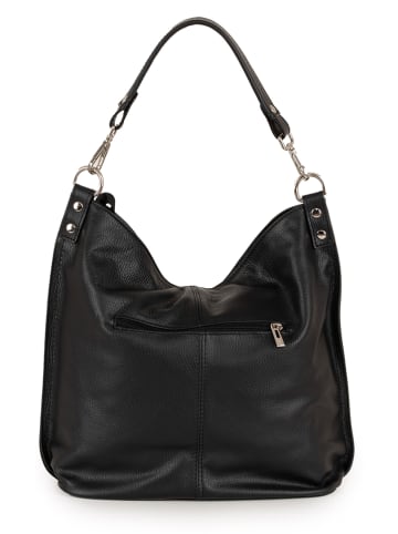 Anna Morellini Leder-Schultertasche "Bolzano" in Schwarz - (B)40 x (H)45 x (T)15 cm