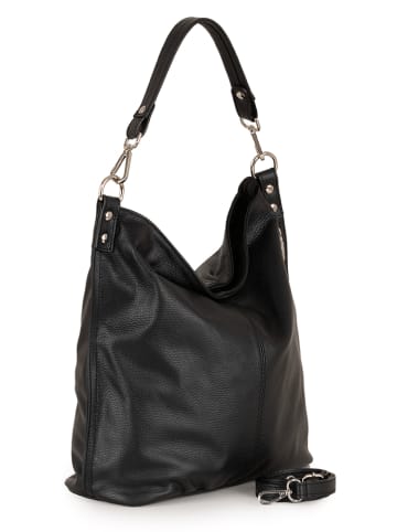 Anna Morellini Leder-Schultertasche "Bolzano" in Schwarz - (B)40 x (H)45 x (T)15 cm