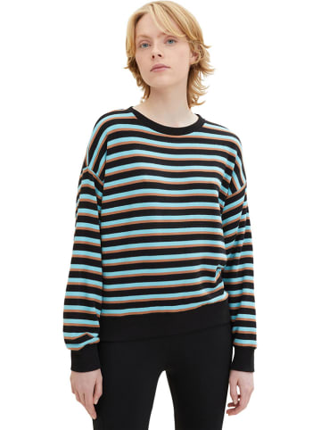 Tom Tailor Sweatshirt in Hellblau/ Schwarz