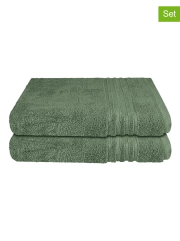 Schiesser 2-delige set: badhanddoeken "Milano" groen
