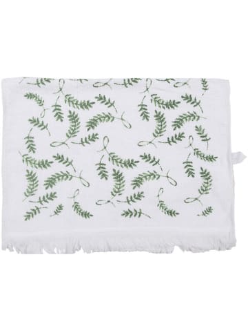 Clayre & Eef 2er-Set: Gästehandtuch in Grün/ Weiß - (B)40 x (H)66 cm