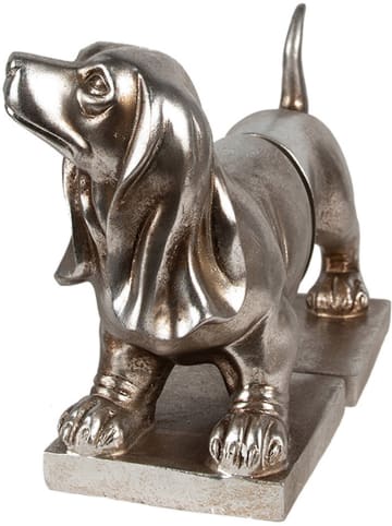 Clayre & Eef 2tlg. Set: Büchstütze "Hund" in Silber