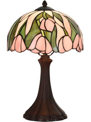 Clayre & Eef Tischleuchte "Tiffany" in Rosa/ Grün - (H)40 x Ø 27 cm