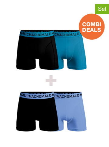 Muchachomalo 4-delige set: boxershorts zwart/turquoise/lichtblauw
