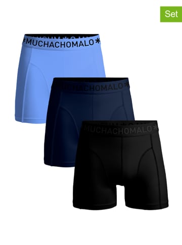 Muchachomalo 3er-Set: Boxershorts in Schwarz/ Hellblau/ Dunkelblau
