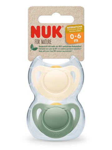 NUK Smoczki (2 szt.) "NUK for Nature" w kolorze zielono-kremowym - 2 x 2 szt.