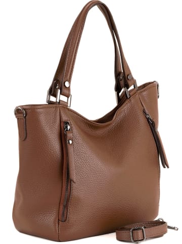 Lia Biassoni Skórzany shopper bag "Alserio" w kolorze brązowym - 42 x 26 x 16 cm