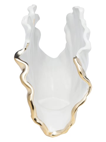 Kare Vase "Ginkgo Elegance" in Weiß - (B)25 x (H)18 cm