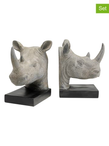 Kare 2-delige set: boekensteunen "Rhino" grijs - (B)16,5 x (H)33,4 x (D)19,8 cm