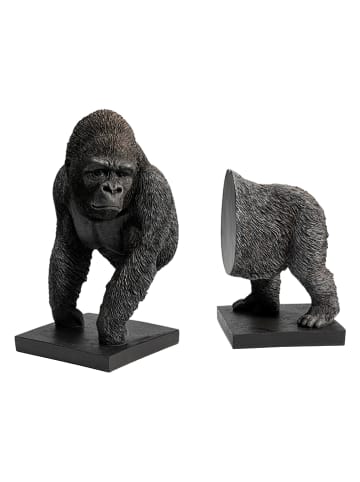 Kare 2-delige set: boekensteunen "Gorilla" grijs - (B)15 x (H)24,8 cm