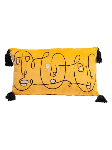 Kare Poduszka "Face Art" w kolorze żółtym - 60 x 35 cm