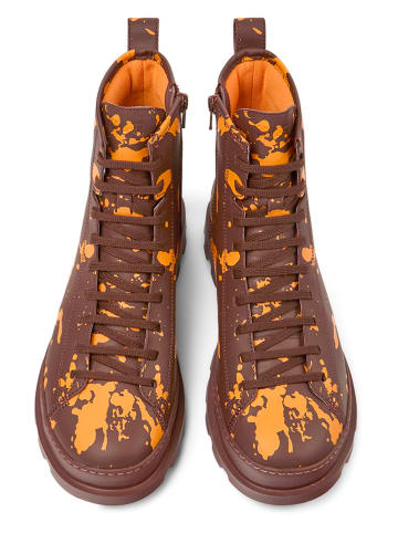 Camper Leren boots bruin/oranje