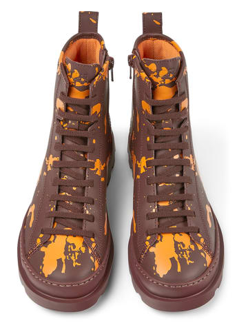 Camper Leren boots bruin/oranje