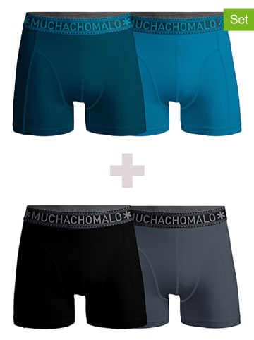 Muchachomalo 4er-Set: Boxershorts in Blau/ Grau/ Schwarz