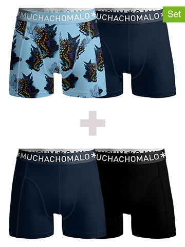 Muchachomalo 4-delige set: boxershorts donkerblauw/zwart/lichtblauw
