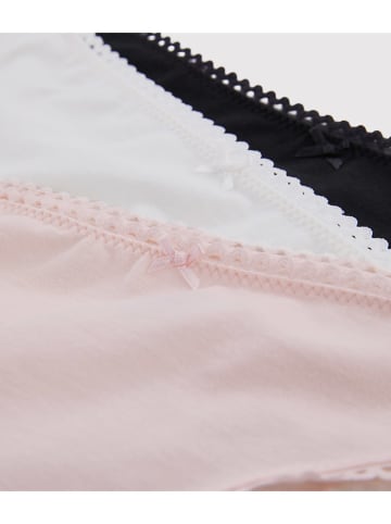 PETIT BATEAU 3er-Set: Slips in Weiß/ Rosa/ Schwarz