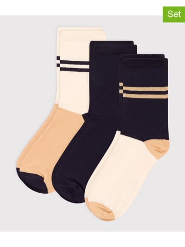 PETIT BATEAU 3-delige set: sokken zwart/crème/beige
