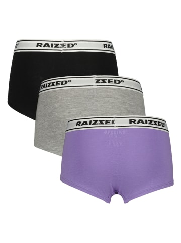 RAIZZED® 3-delige set: hipsters "Nora" paars/grijs/zwart