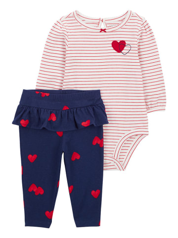 carter's 2-delige outfit donkerblauw/crème/rood
