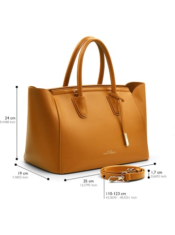 ATELIERS SAINT GERMAIN Leder-Henkeltasche in Camel - (B)35 x (H)24 x (T)19 cm