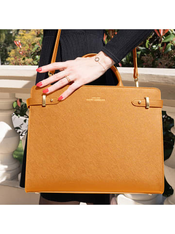 ATELIERS SAINT GERMAIN Leder-Henkeltasche in Camel - (B)33 x (H)26 x (T)12 cm