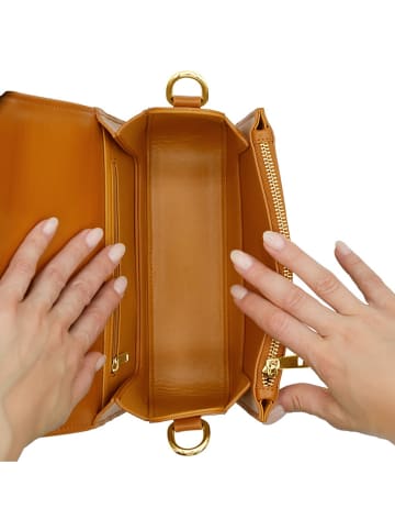 ATELIERS SAINT GERMAIN Leren schoudertas camel - (B)22 x (H)14 x (D)6 cm