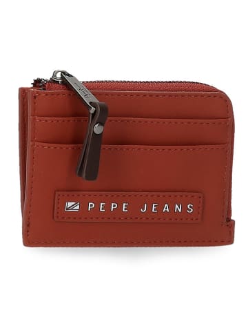 Pepe Jeans Skórzane etui "Piere" w kolorze ceglanym na karty - 11,5 x 8 x 1,5 cm