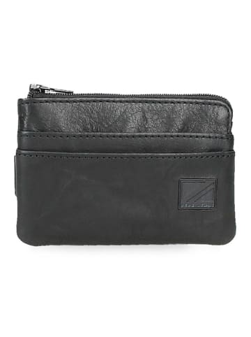 Pepe Jeans Leder-Kartenetui "Chief" in Schwarz - (B)11 x (H)7 x (T)1,5 cm