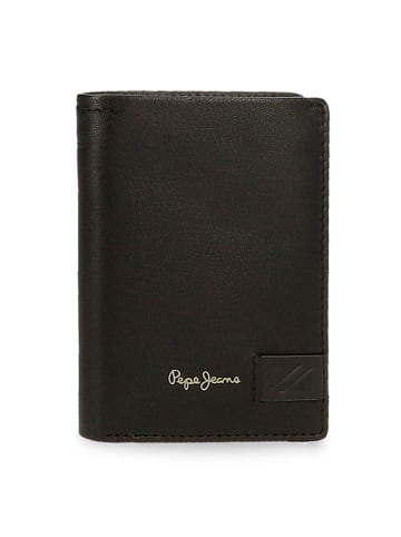 Pepe Jeans Skórzany portfel "Strand" w kolorze czarnym - 8,5 x 11,5 x 1 cm