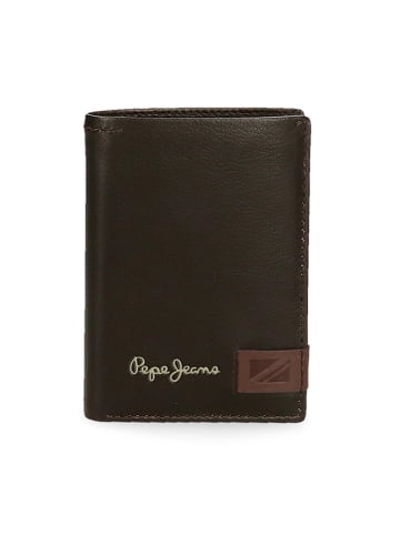 Pepe Jeans Skórzany portfel "Strand" w kolorze brązowym - 8,5 x 11,5 x 1 cm
