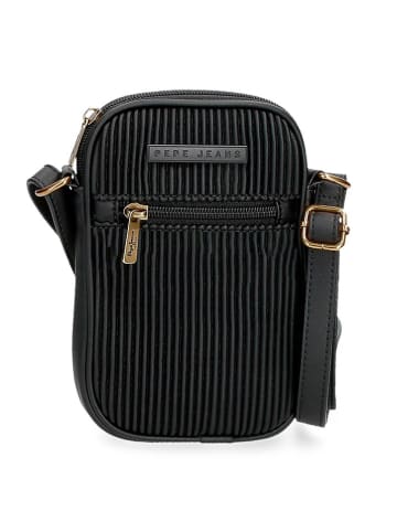 Pepe Jeans Leder-Handytasche "Aurora" in Schwarz - (B)11 x (H)17,5 x (T)2,5 cm