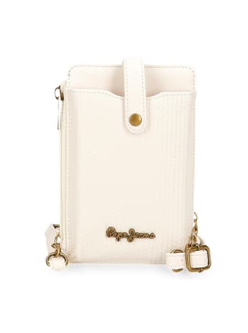 Pepe Jeans Leder-Handytasche "Lena" in Creme - (B)9,5 x (H)16,5 cm