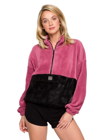 La Lupa Fleecepullover in Pink/ Schwarz