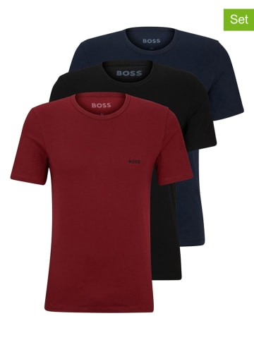 Hugo Boss 3er-Set: Shirts in Rot/ Schwarz/ Dunkelblau