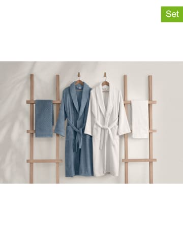 Colourful Cotton 4-delige badtextielset "Family" blauw/wit