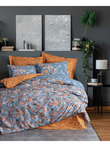 Colourful Cotton Renforcé beddengoedset lichtblauw/oranje
