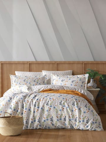 Colourful Cotton Komplet pościeli renforcé "May" w kolorze biało-pomarańczowo-niebieskim
